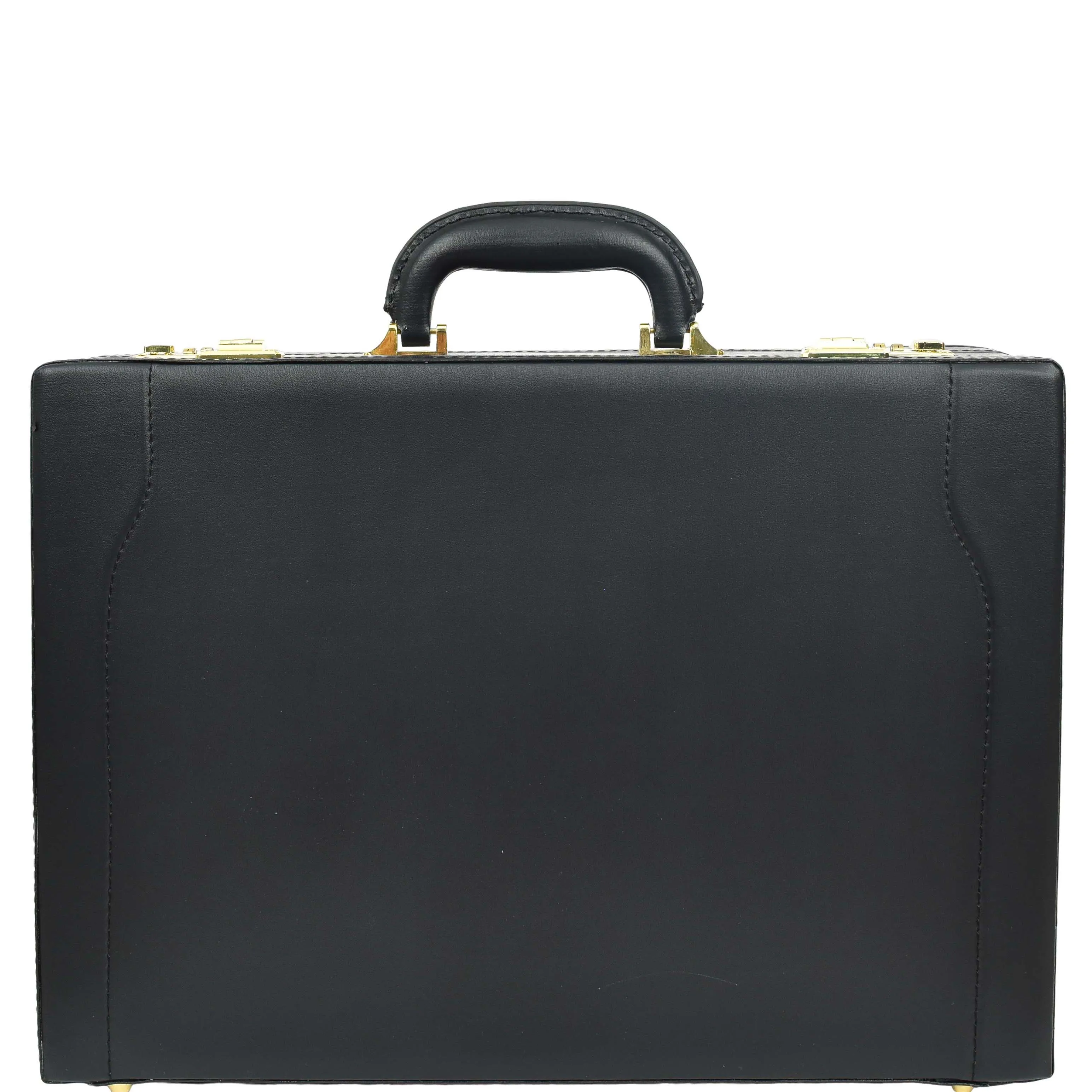 Classic Attache Case Faux Leather Dual Lock Briefcase Business Bag Diplomat Black