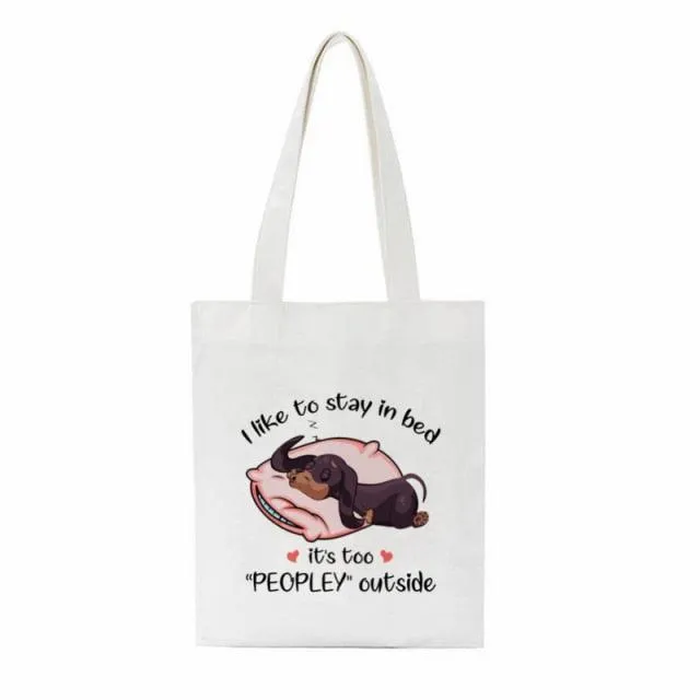 Dachshund Print Reusable Canvas Tote Bags by Dach Everywhere