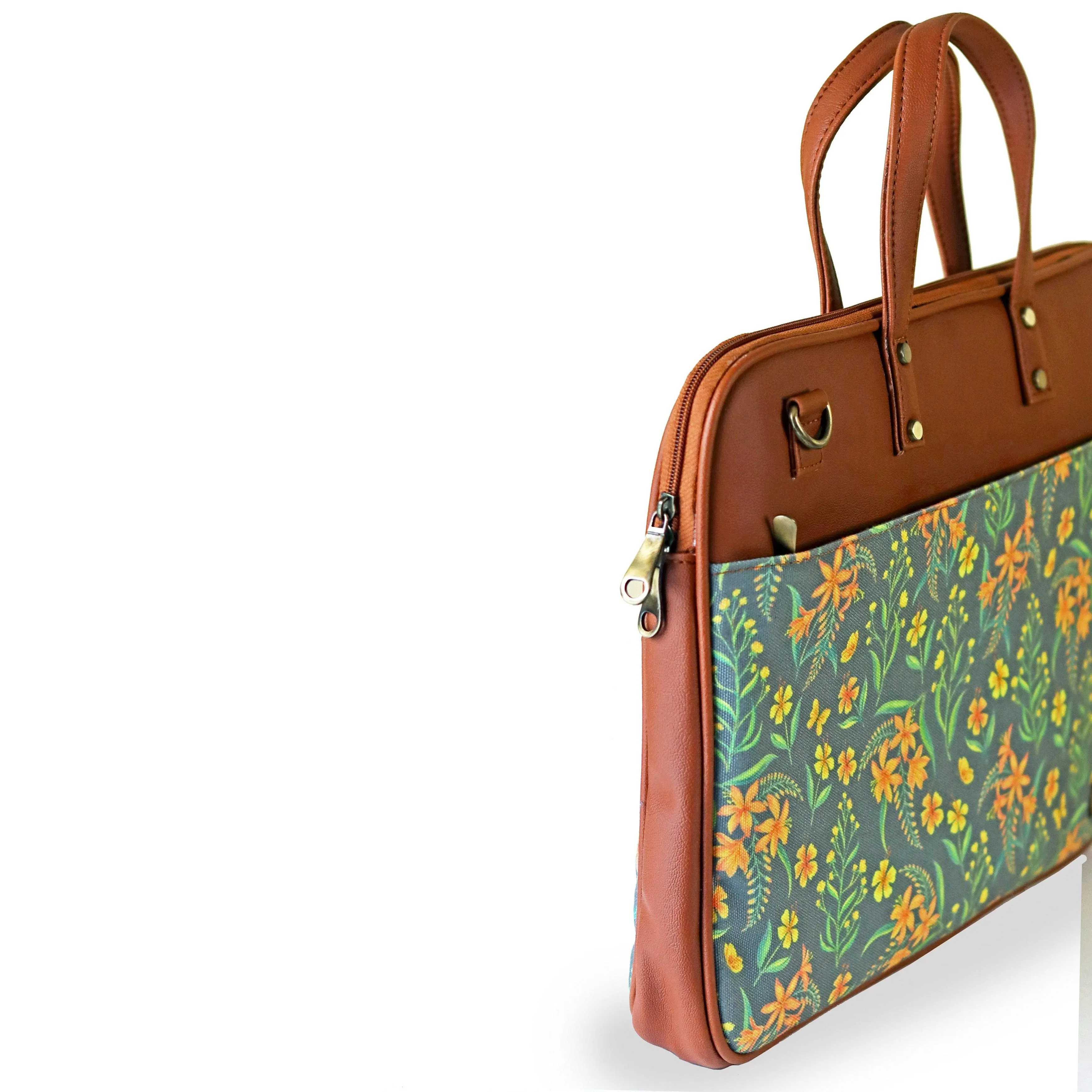 Grey Summer Blossoms Women's Compact Laptop Bag
