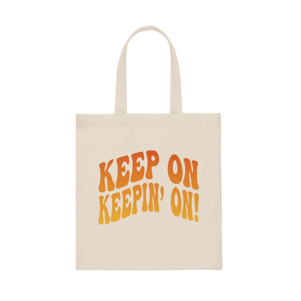 Keep on Keepin' on Retro Canvas Tote Bag