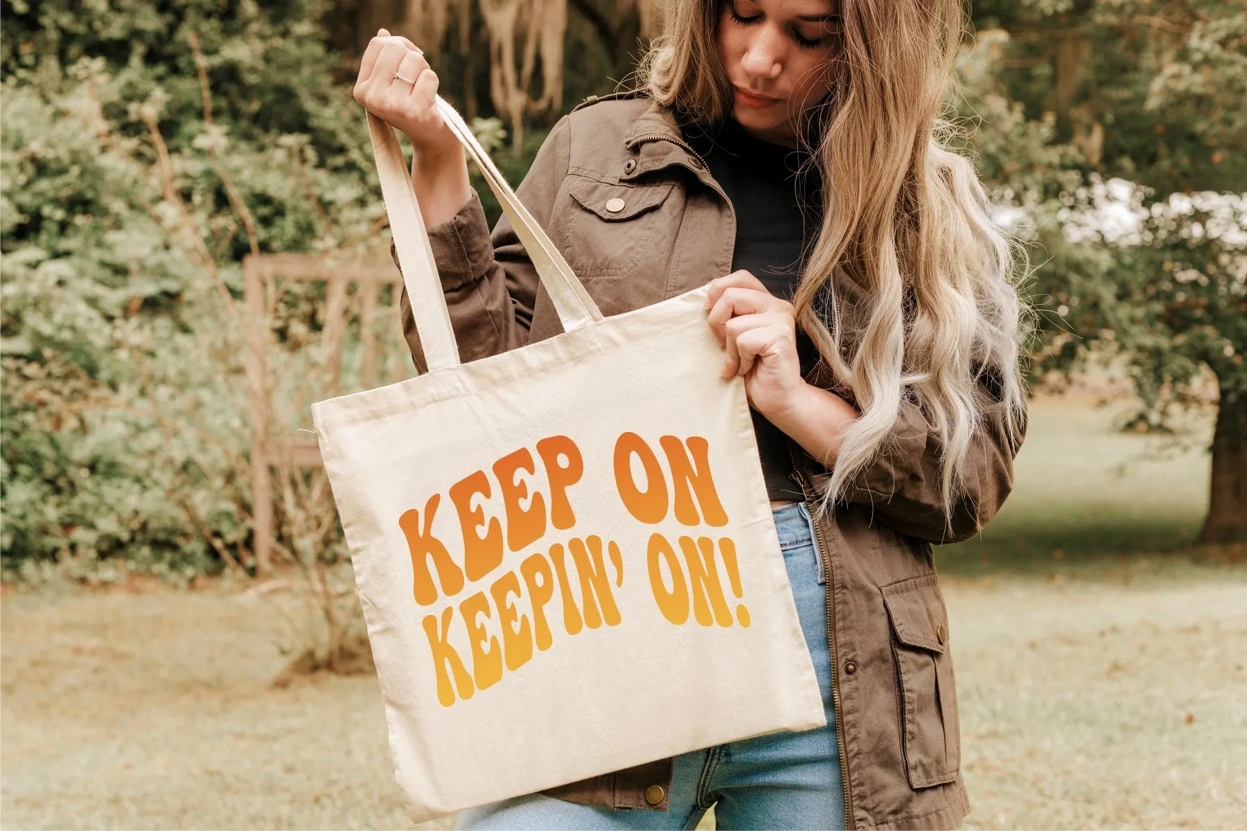 Keep on Keepin' on Retro Canvas Tote Bag