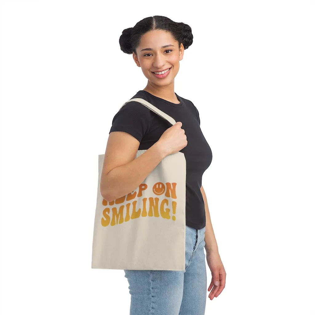 Keep on Smiling Red-Orange Gradient Canvas Tote Bag