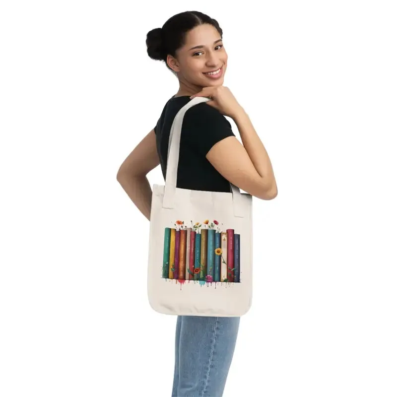 Nature Bliss Canvas Tote Books and Flowers