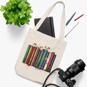 Nature Bliss Canvas Tote Books and Flowers